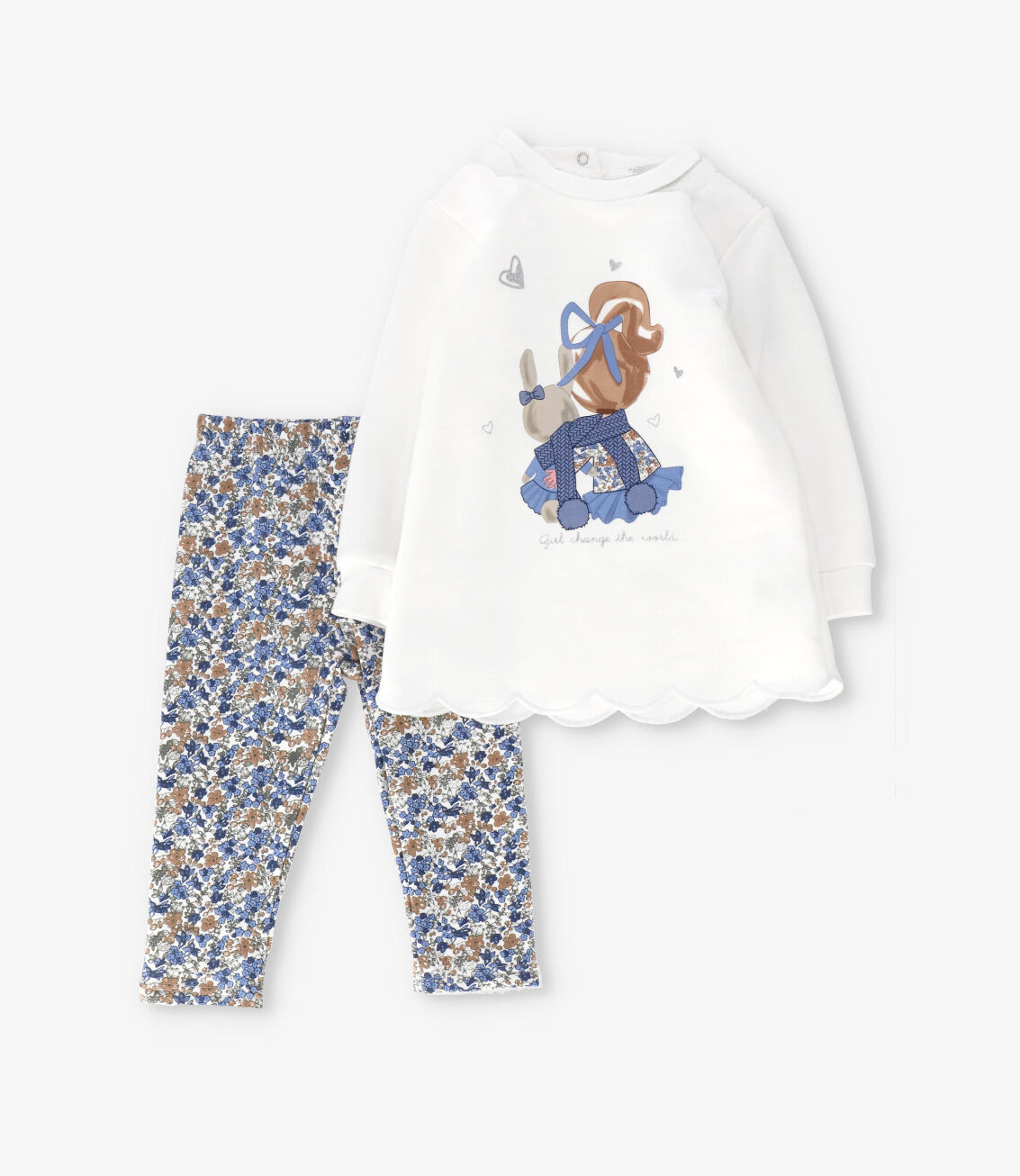 Conjunto bebé con flores 3 meses / Azul Marino