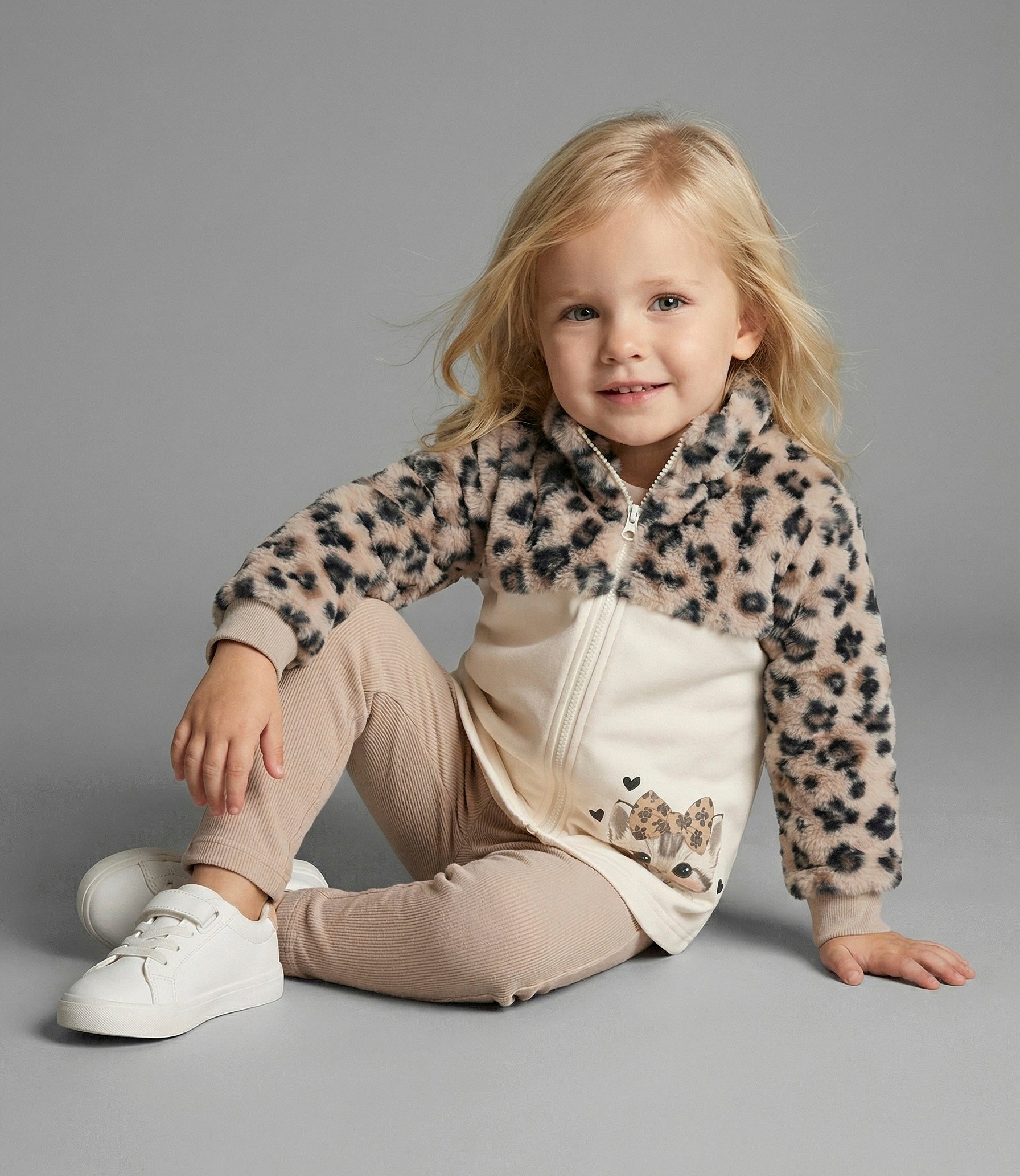 Conjunto bebé animal print 3 meses / Beige