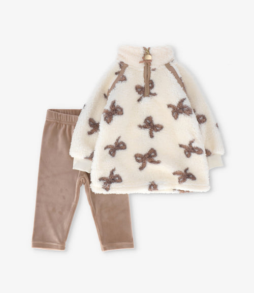 Conjunto bebé con lazos 3 meses / Beige