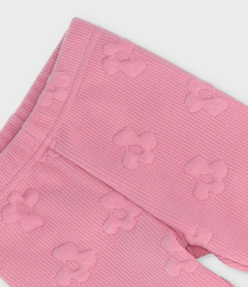 Calza bebé floreada 3 meses / Coral