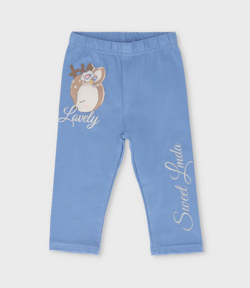 Calza bebé con ciervo 3 meses / Celeste