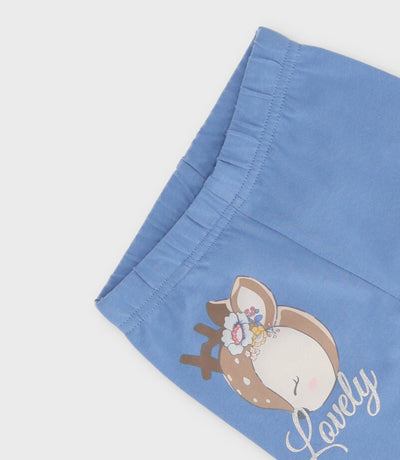 Calza bebé con ciervo 3 meses / Celeste