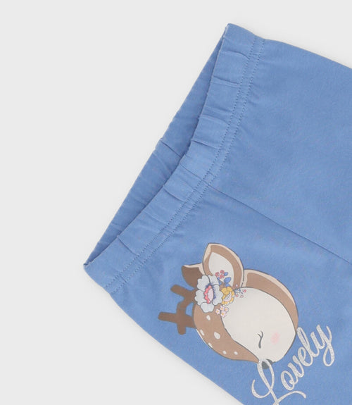 Calza bebé con ciervo 3 meses / Celeste