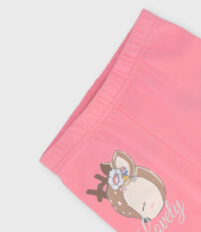 Calza bebé con ciervo 3 meses / Coral