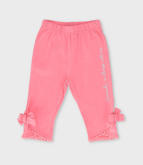 Calza bebé con lazos 3 meses / Coral