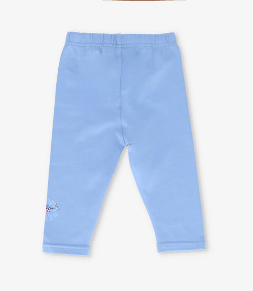 Calza bebé con flores 3 meses / Celeste