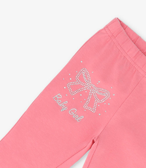 Calza bebé con lazo 3 meses / Coral