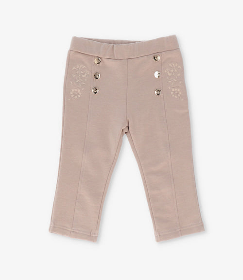 Calza bebé con flores y botones 3 meses / Beige
