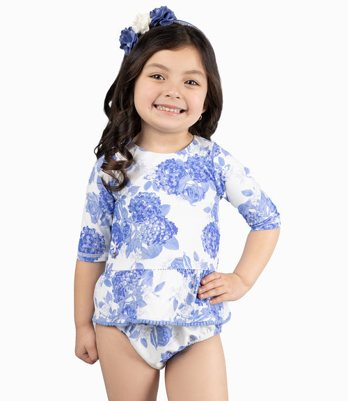 Traje De Baño Bebé Floreado 3 meses / Celeste