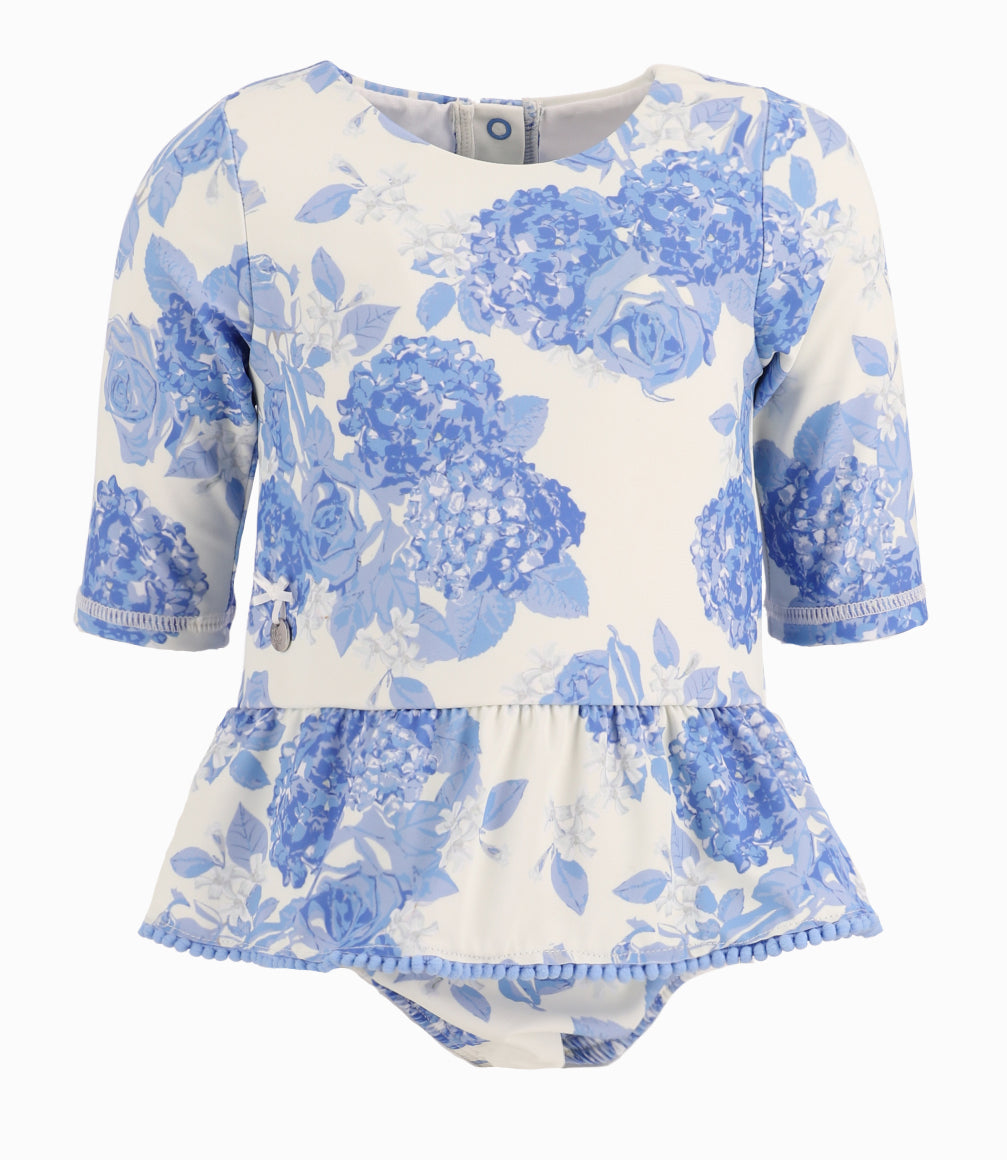 Traje De Baño Bebé Floreado 3 meses / Celeste