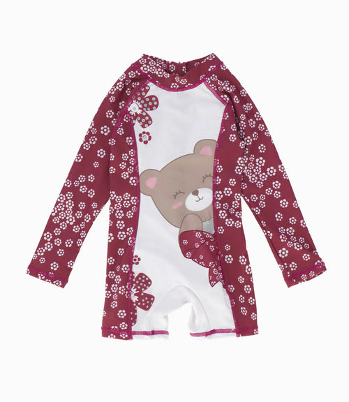 Traje de baño bebé con osito 3 meses / Menta