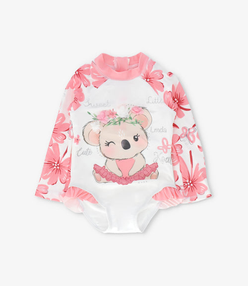 Traje de baño bebé floreado con koala