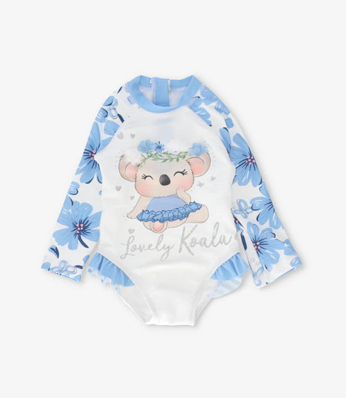 Traje de baño bebé floreado con koala