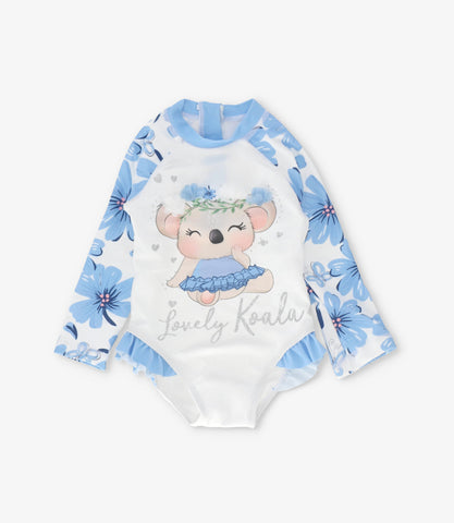 Traje de baño bebé floreado con koala