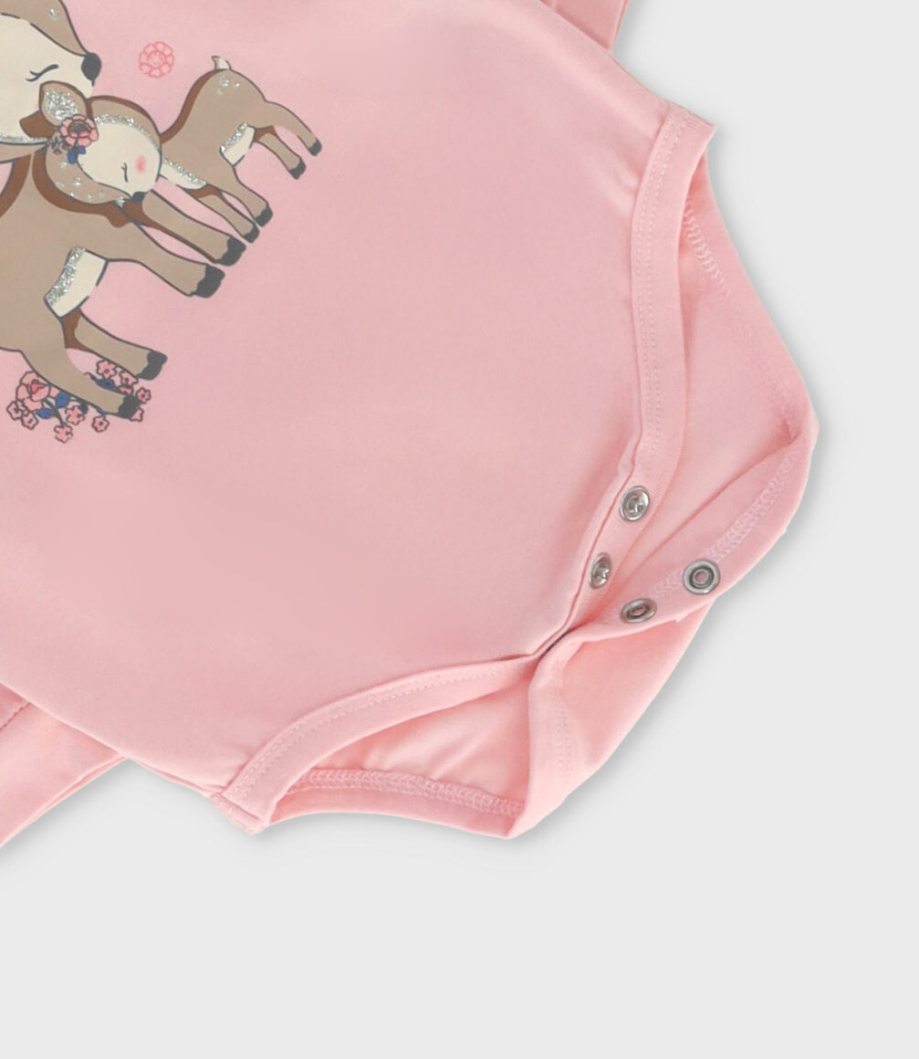 Body recién nacida con estampado de ciervo 0 meses / Rosado