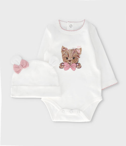 Body recién nacida con perrito 0 meses / Blanco