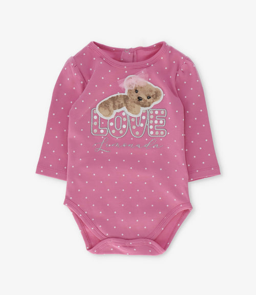 Body recién nacida con puntos y oso