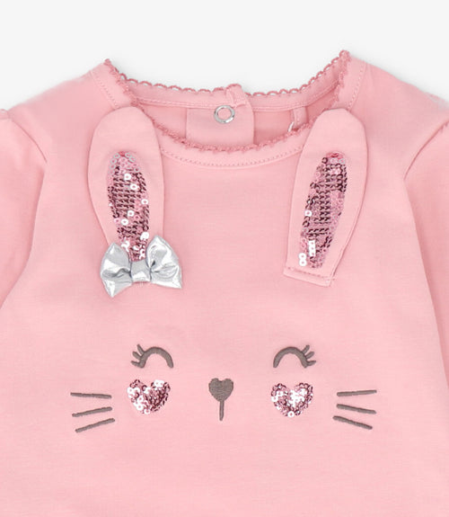 Body recién nacida con conejo 0 meses / Rosado