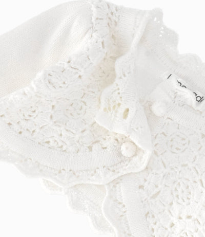 Chaleco recién nacida con aplicación chrocet 0 meses / Blanco