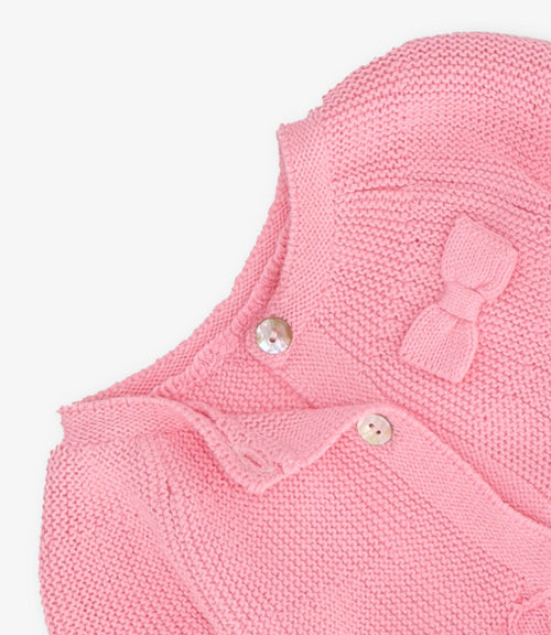 Chaleco recién nacida con lazo y vuelos 0 meses / Rosado