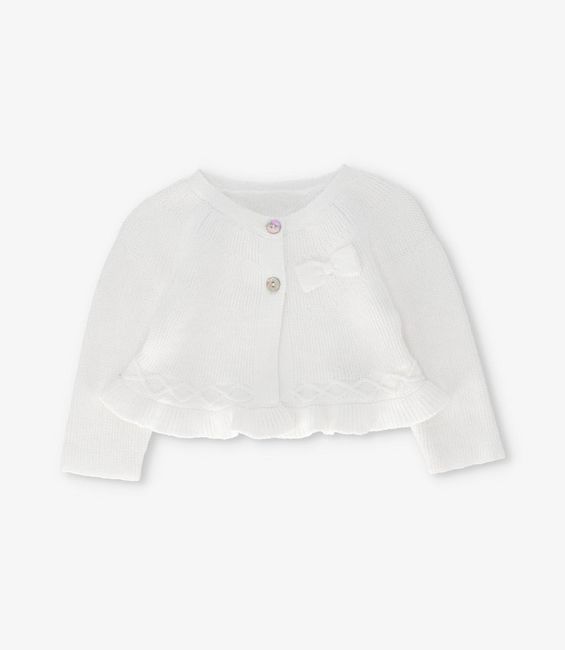 Chaleco recién nacida con lazo y vuelos 0 meses / Crudo