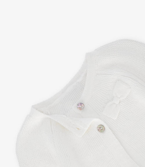 Chaleco recién nacida con lazo y vuelos 0 meses / Crudo