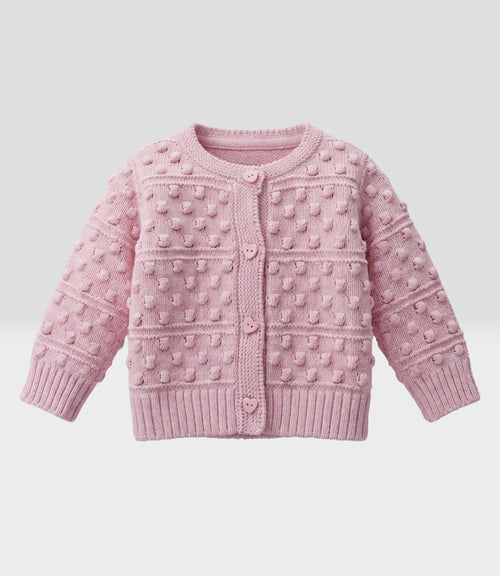 Chaleco recién nacida cardigan con puntos 0 meses / Rosado