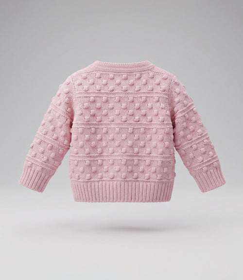 Chaleco recién nacida cardigan con puntos 0 meses / Rosado