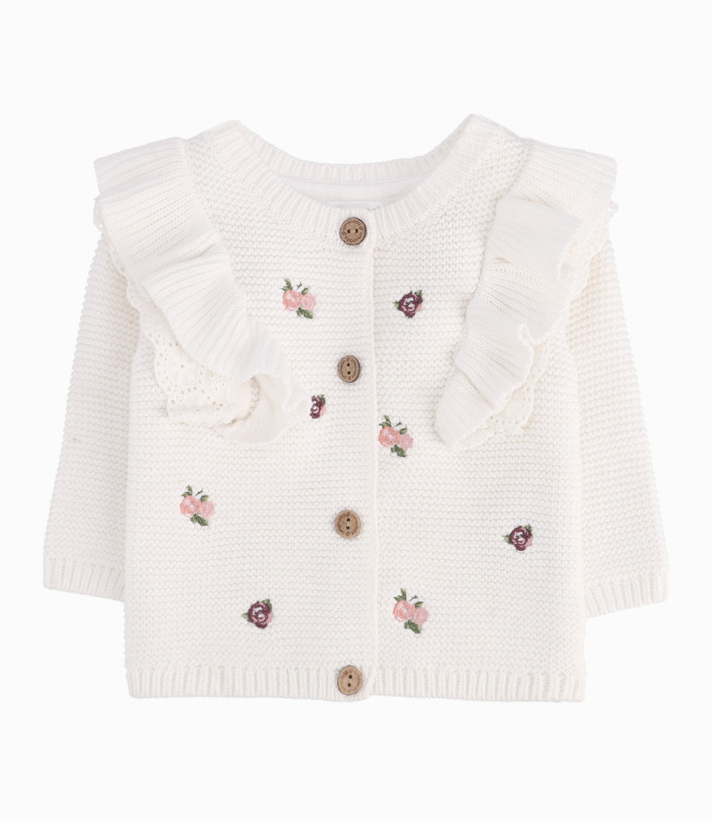 Chaleco Recién Nacida Con Flores Bordadas