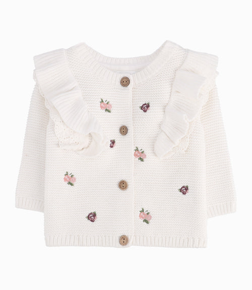 Chaleco Recién Nacida Con Flores Bordadas