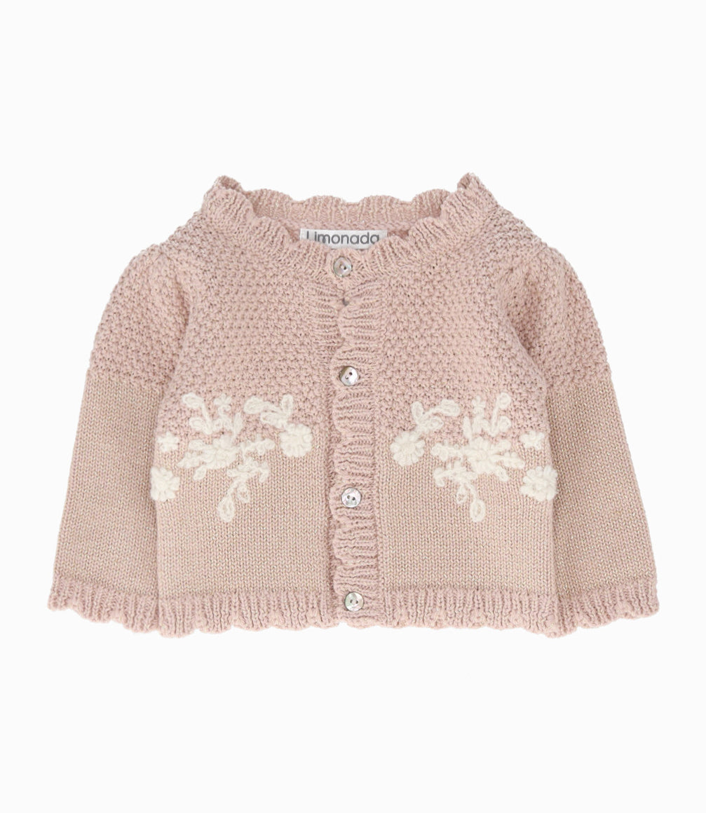 Chaleco recién nacida con flores 0 meses / Beige