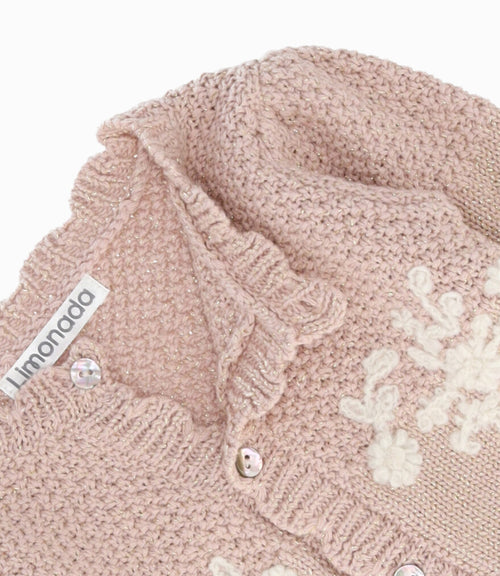 Chaleco recién nacida con flores 0 meses / Beige