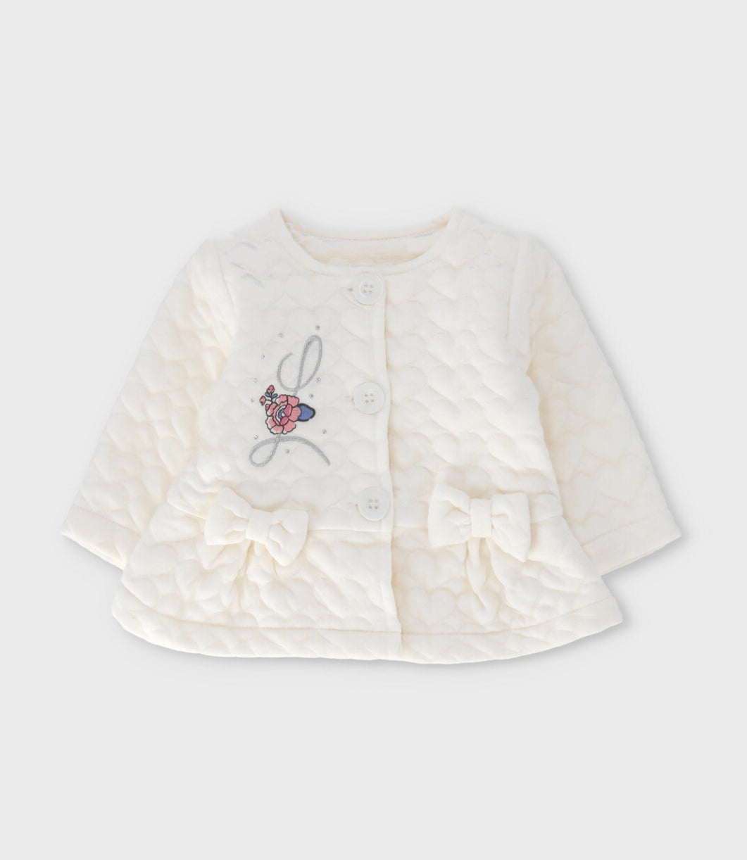 Chaqueta recién nacida acolchado de corazones 0 meses / Blanco