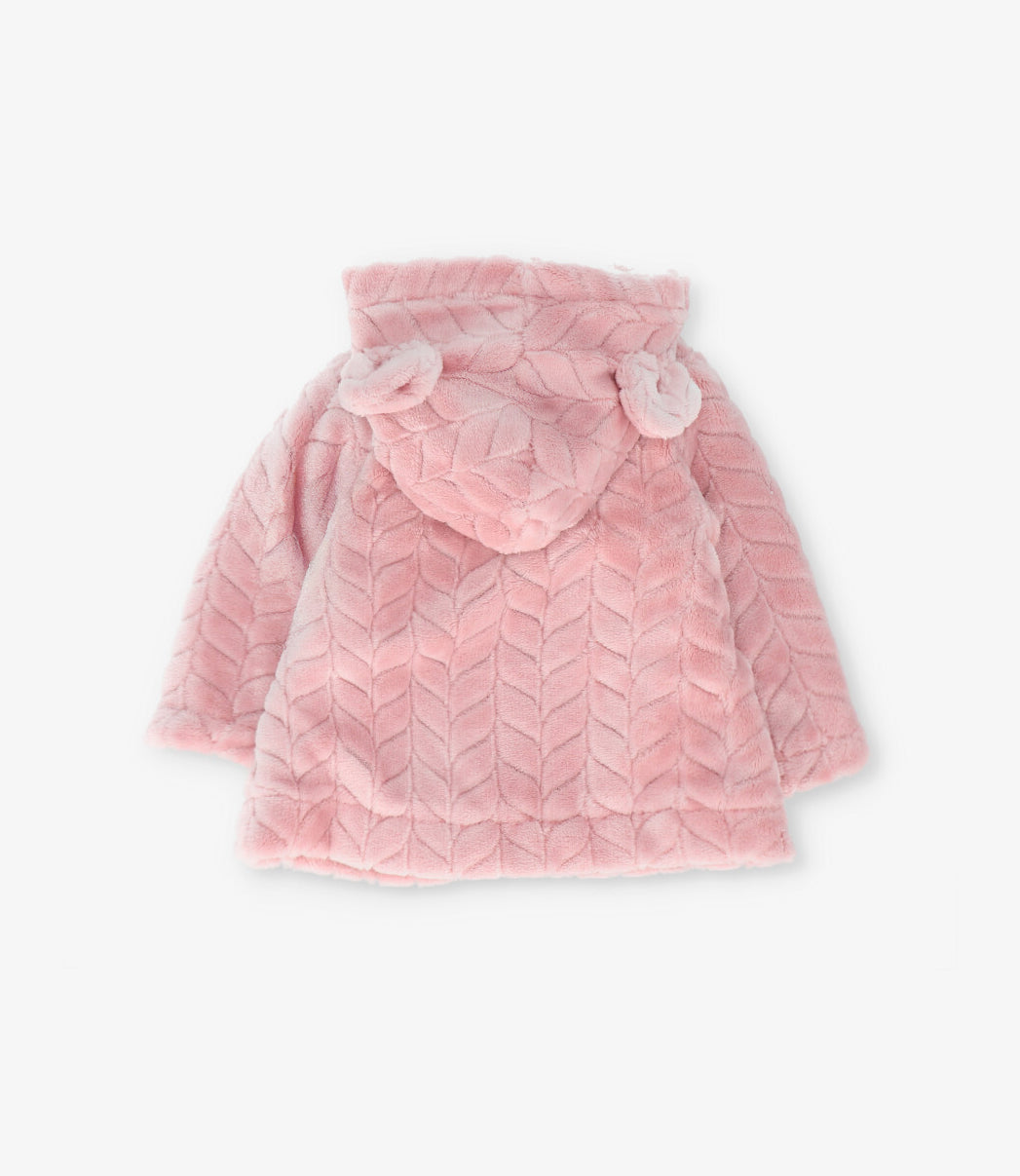 Chaqueta recién nacida trenzado con conejos 0 meses / Rosado