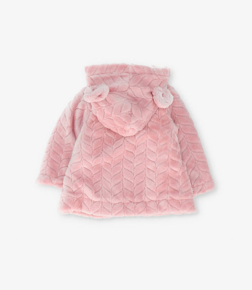 Chaqueta recién nacida trenzado con conejos 0 meses / Rosado