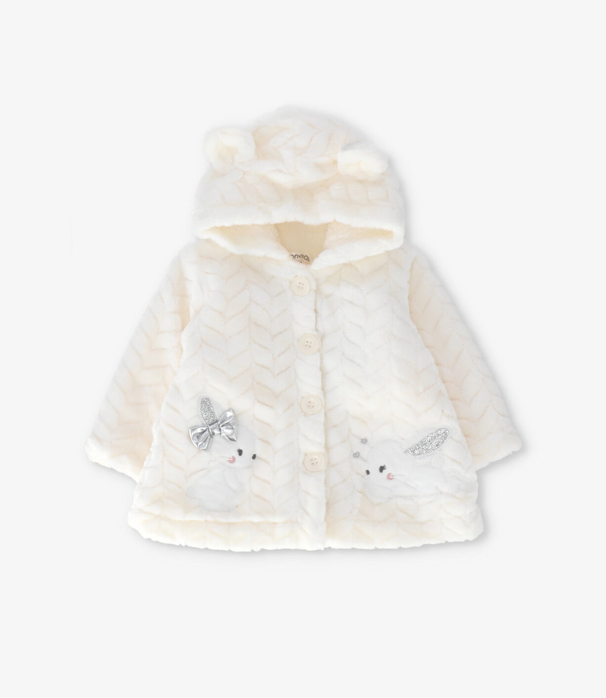Chaqueta recién nacida trenzado con conejos 0 meses / Crudo