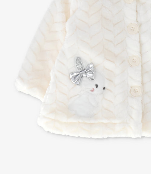 Chaqueta recién nacida trenzado con conejos 0 meses / Crudo