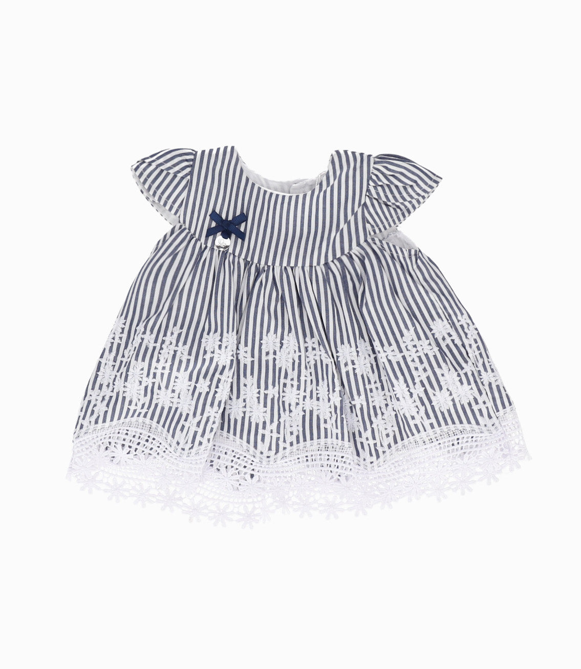 Vestido Recién Nacida Con Flores Bordadas 0 meses / Azul Marino