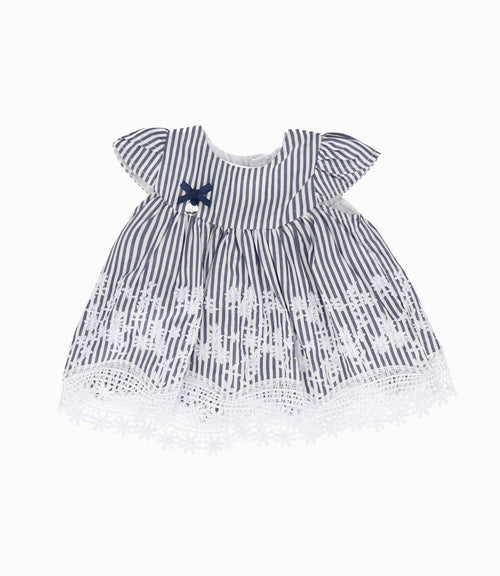 Vestido Recién Nacida Con Flores Bordadas 0 meses / Azul Marino