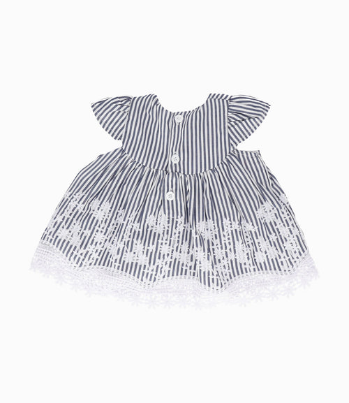 Vestido Recién Nacida Con Flores Bordadas 0 meses / Azul Marino