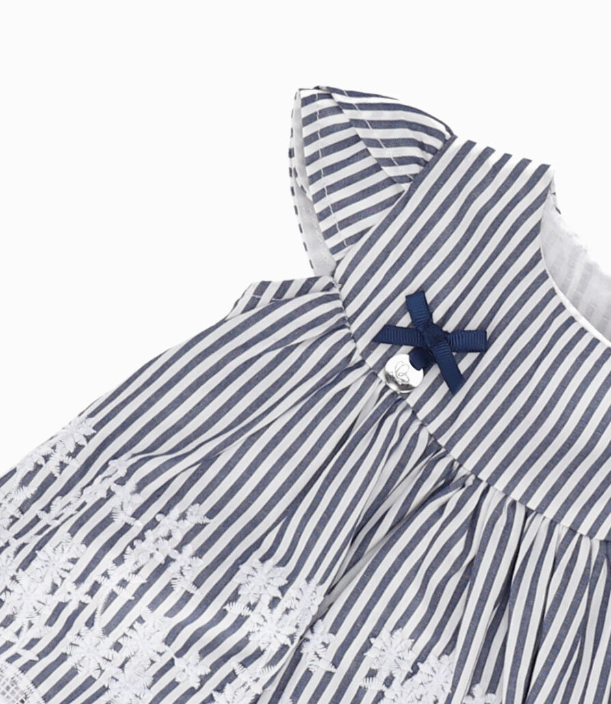 Vestido Recién Nacida Con Flores Bordadas 0 meses / Azul Marino