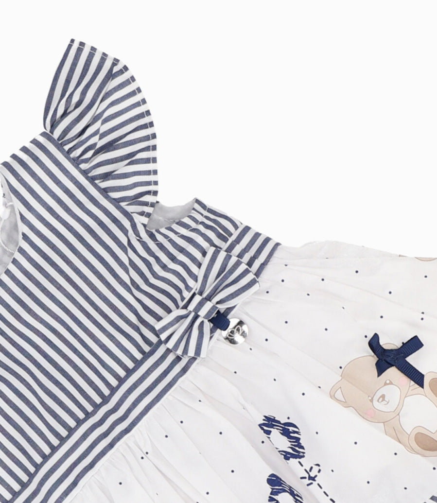 Vestido Recién Nacida Con Flores Y Osos 0 meses / Azul Marino