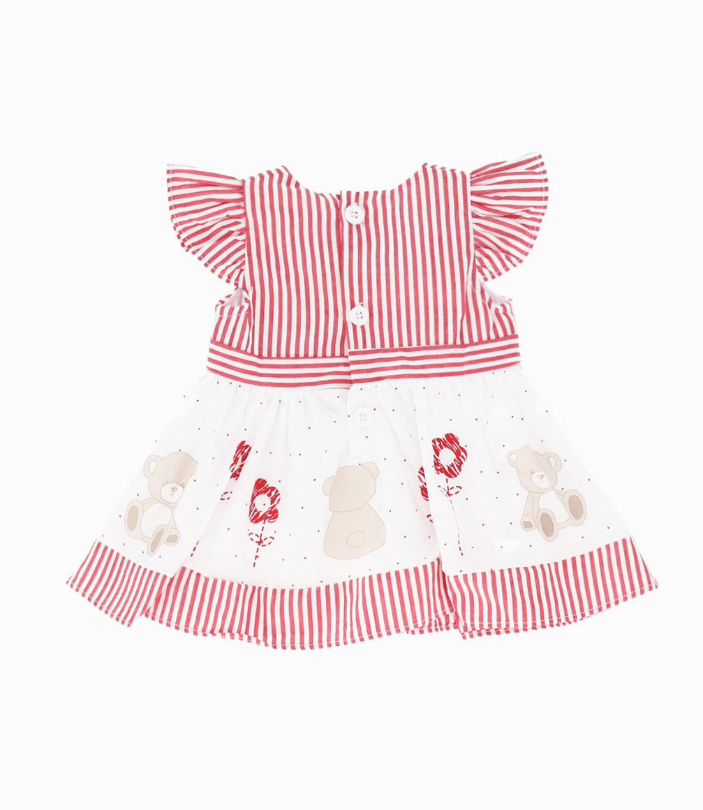Vestido Recién Nacida Con Flores Y Osos 0 meses / Rojo