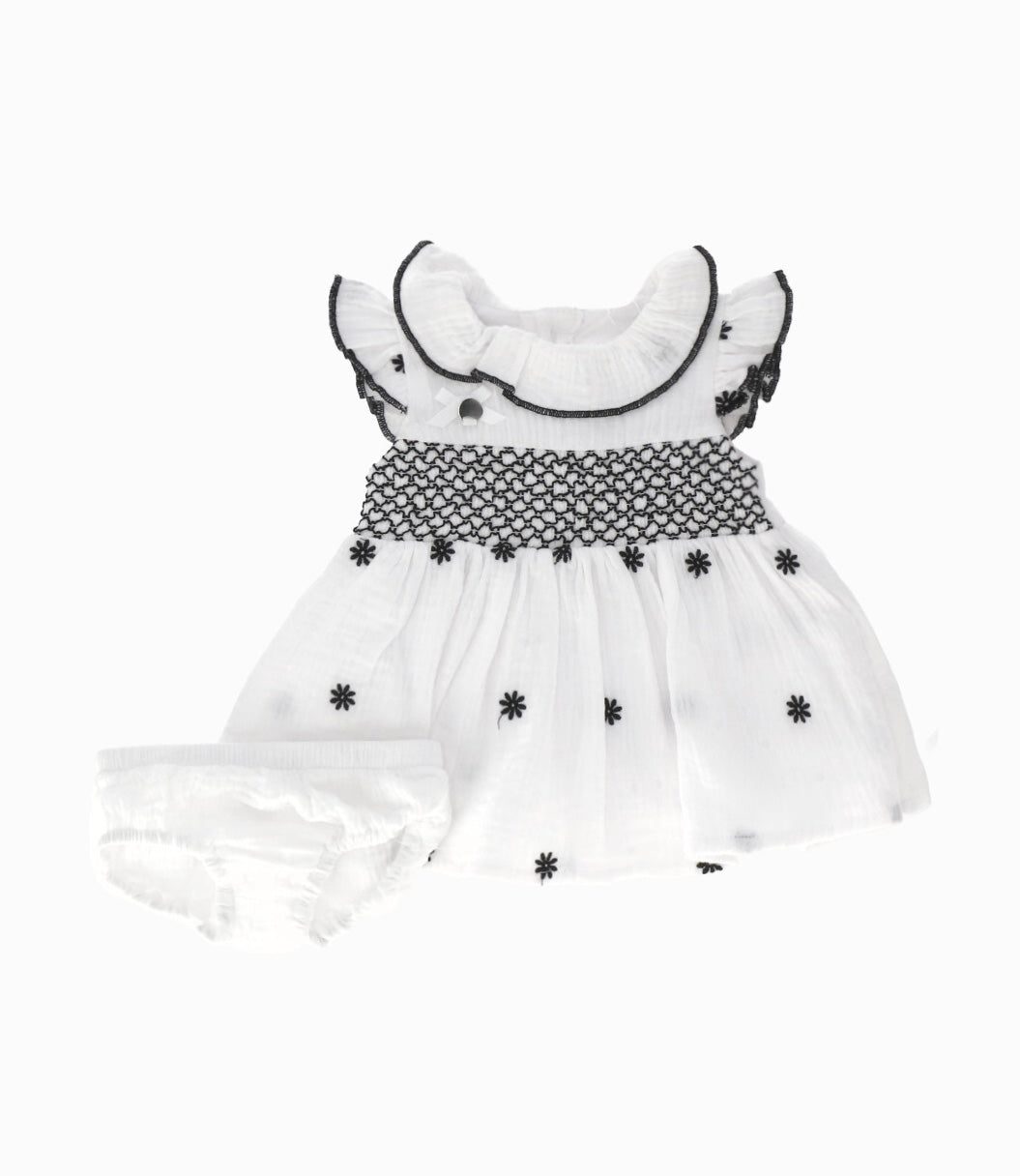 Vestido Recién Nacida Con Flores 0 meses / Negro