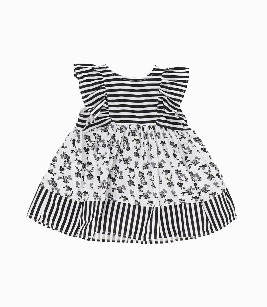 Vestido Recién Nacida Con Flores Y Rayas 0 meses / Negro