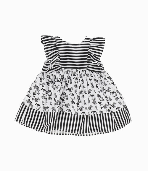 Vestido Recién Nacida Con Flores Y Rayas 0 meses / Negro