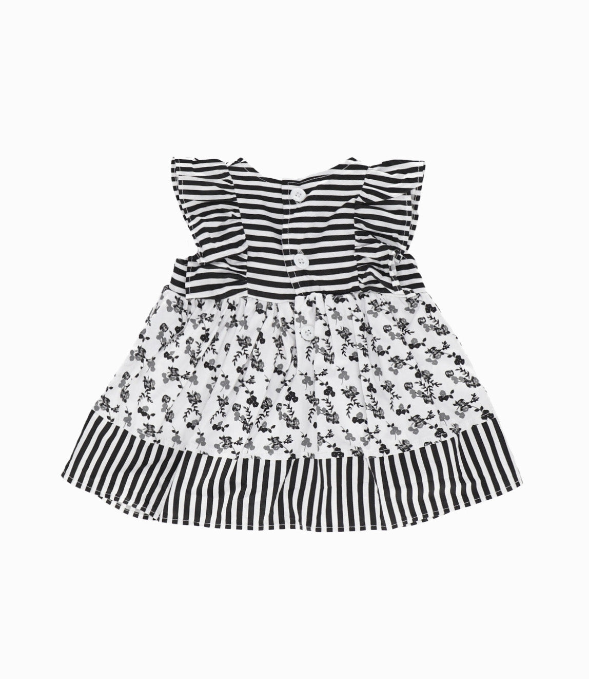 Vestido Recién Nacida Con Flores Y Rayas 0 meses / Negro