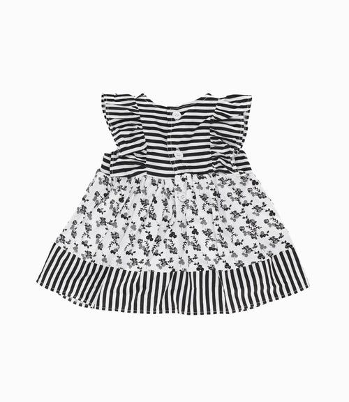 Vestido Recién Nacida Con Flores Y Rayas 0 meses / Negro
