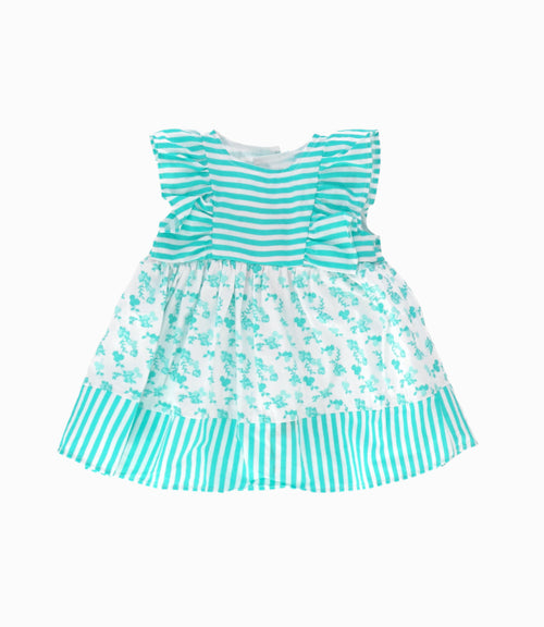 Vestido Recién Nacida Con Flores Y Rayas 0 meses / Menta