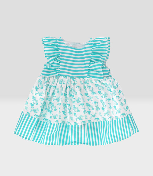 Vestido Recién Nacida Con Flores Y Rayas 0 meses / Menta